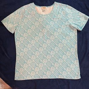Talbots blue medallion cotton/spandex tee